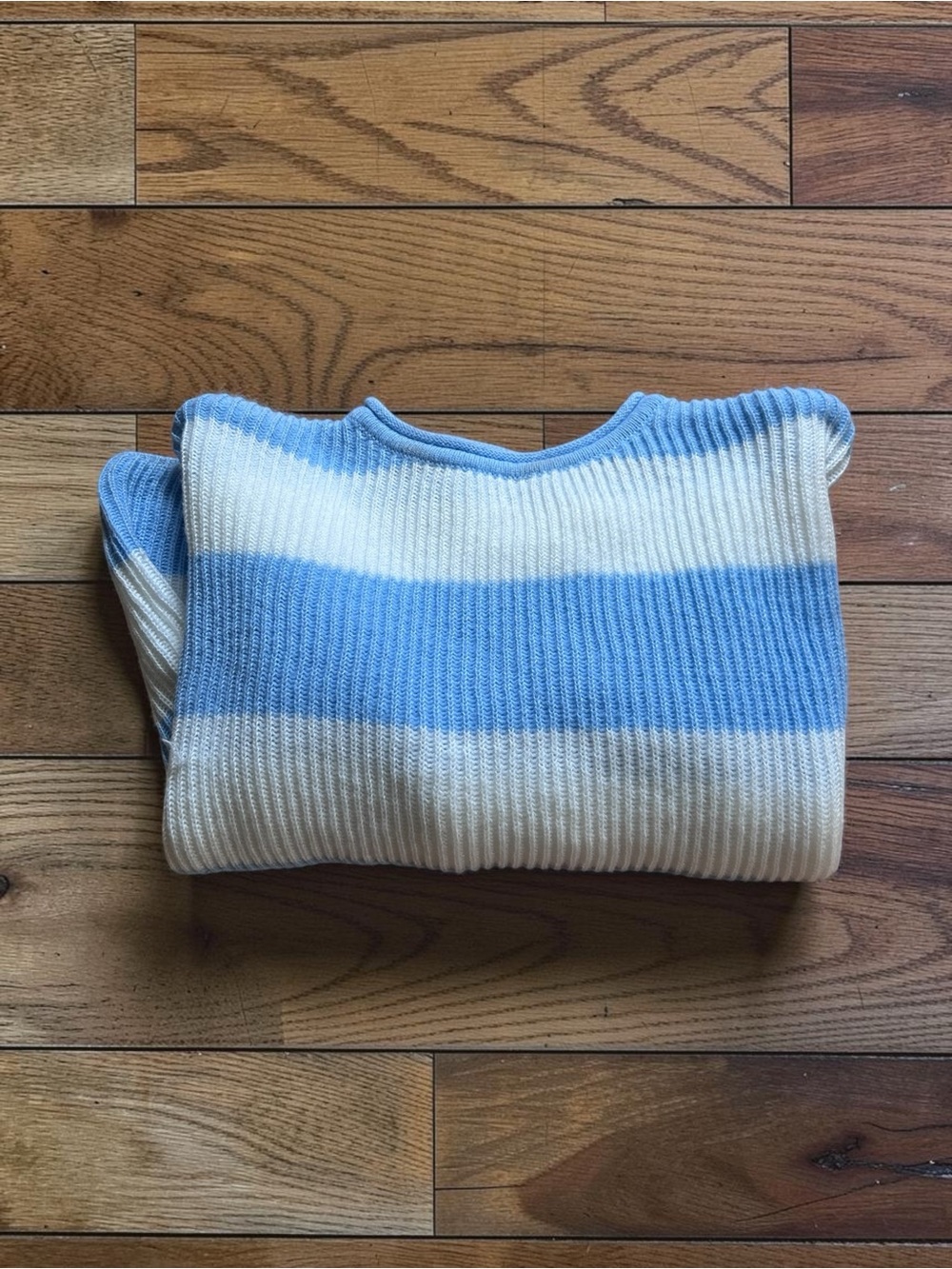 SHEIN Blue White Striped Ribbed Knit Sweater Size S